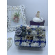 Дамска чантичка в каре с бяло и синьо, с цветя и златисти акценти ZSB-S-13 2