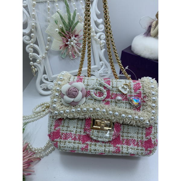 Дамска чантичка в розово със симпатична декорация ZSB-S-23