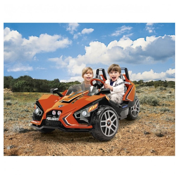 Двуместен детски състезателен автомобил с батерия реплика на Polaris Slingshot 9