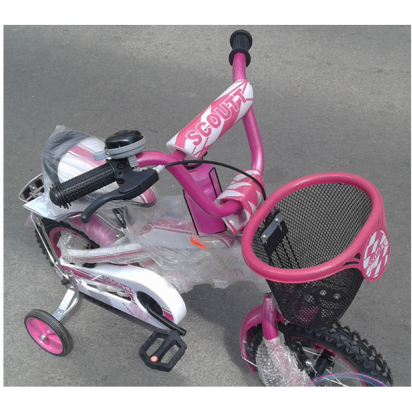 Велосипед за деца с помощни колела, кош за багаж и 16 инчови гуми