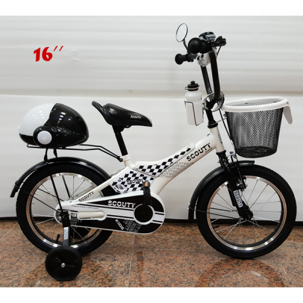 Велосипед за деца с помощни колела, кош за багаж и 16 инчови гуми 4