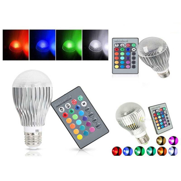 LED лампа с дистанционно управление - цветна