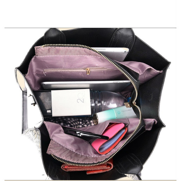 Стилна и елегантна кожена чанта с крокодилски релеф в комплект с портфейл BAG87