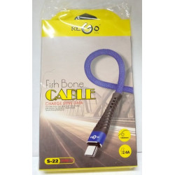 USB кабел за зареждане тип Fish bone, S-22, iOS - KLGO CA43