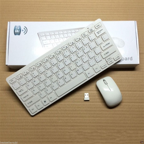 Мини клавиатура и мишка в бял цвят 2.4G
