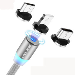 Магнитен кабел Uslion 3 в 1 за зареждане на телефони - micro USB CA2 16