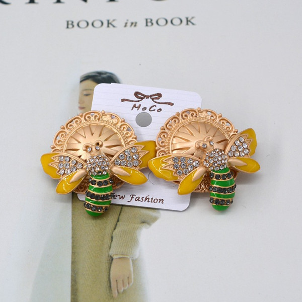 Златисти обеци със слънчев диск и пеперуда А41 2