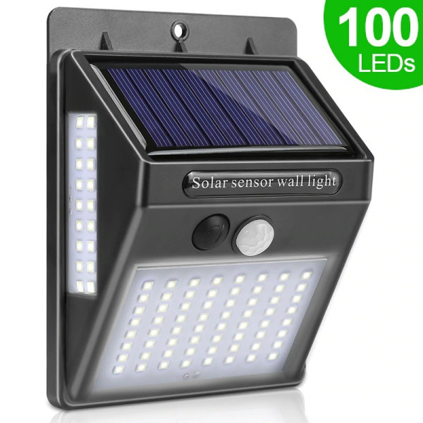 Соларна LED лампа за стена за открито със 100 диода H LED25