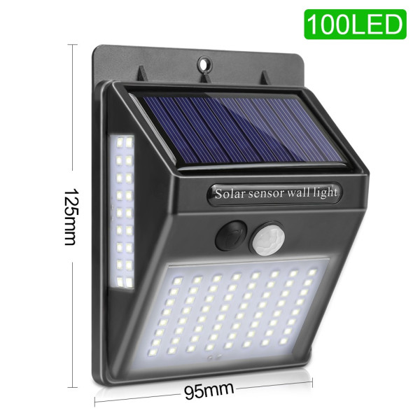 Соларна LED лампа за стена за открито със 100 диода H LED25