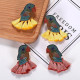 Модерни обеци птица с цветни пискюли и кристали  А58 6
