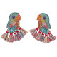 Модерни обеци птица с цветни пискюли и кристали  А58 10