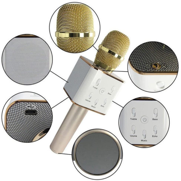 Безжичен Bluetooth микрофон за караоке с вградена колонка Q7 MF3 9