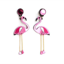 Стилни дамски обеци фламинго в два цвята  А78