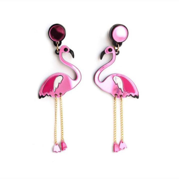 Стилни дамски обеци фламинго в два цвята  А78 2