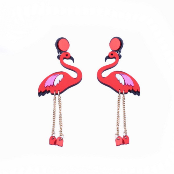 Стилни дамски обеци фламинго в два цвята  А78