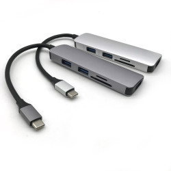 Мултифункционален адаптер от TYPE-C 3-port USB 3.0 и четец за SD и TF карти CA81