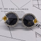 Модни кръгли очила с инкрустирани камъни и декоративни цветя yj10 2