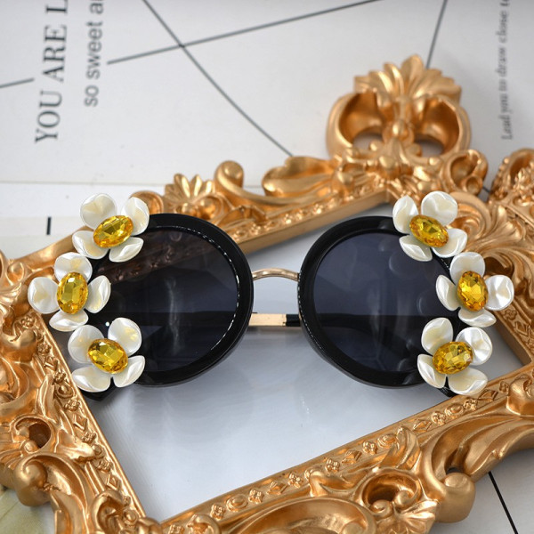 Кръгли слънчеви очила с цветя yj18