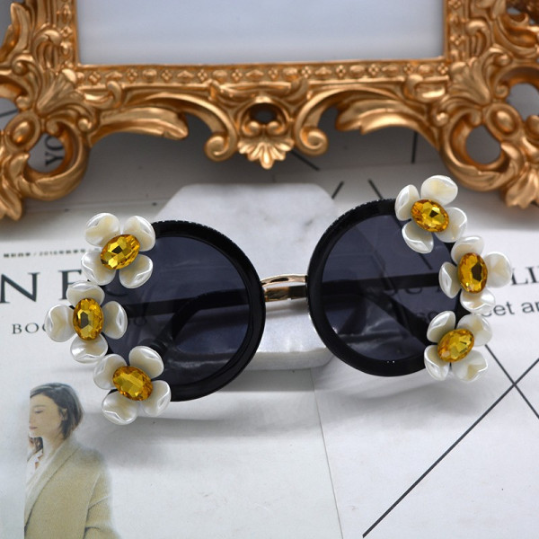 Кръгли слънчеви очила с цветя yj18 5