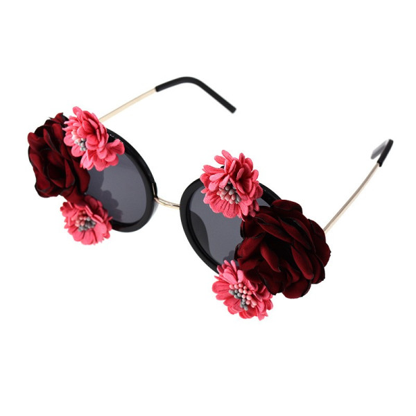 Уникални кръгли очила с ръчно изработени цветя