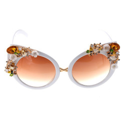 Слънчеви очила „котешко око“ с преливащи стъкла и декорация yj22