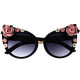 Барокови слънчеви очила „котешко око“ с декорация от цветя yj23 5 — 4sales