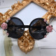 Кръгли слънчеви очила с декорация с рози yj26 4 — 4sales
