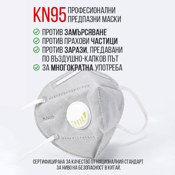Защитна предпазна маска KN95 Респиратор за лице с активен въглен 7степенна защита