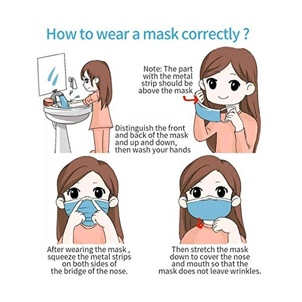 Комплект от 50 брой защитни маски за лице за еднократна употреба