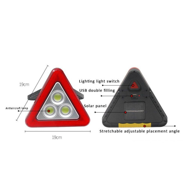 Мултифункционален соларен LED триъгълник за кола HS - 8017 H LED59