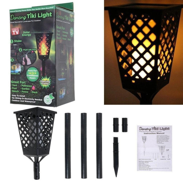 Градинска соларна лампа фенер Dancing Tiki Light с ефект на пламък H LED30 5