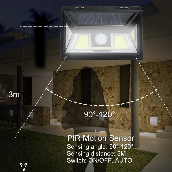 Соларен прожектор за външен монтаж с датчик H LED9
