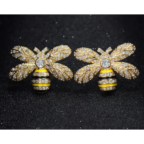 Пролетно - летни обеци пчелички с кристал А107