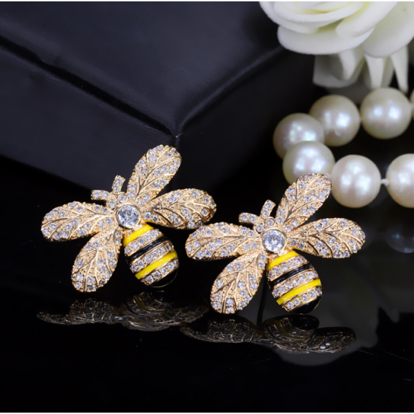 Пролетно - летни обеци пчелички с кристал А107 1