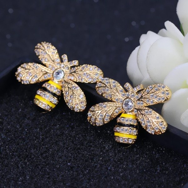 Пролетно - летни обеци пчелички с кристал А107 5