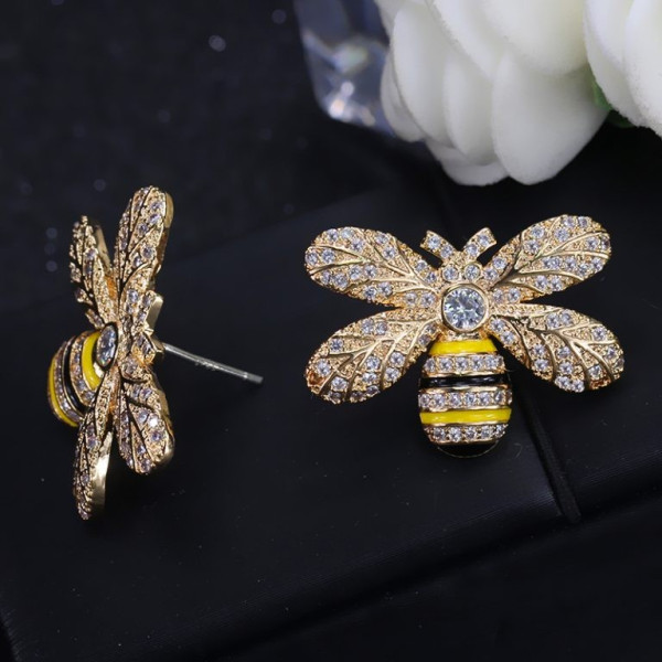 Пролетно - летни обеци пчелички с кристал А107 6