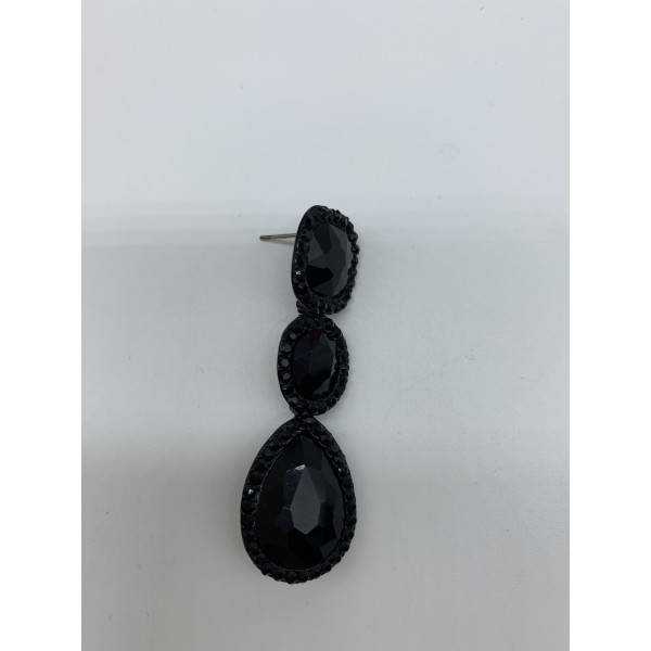 Дълги дамски обеци в черен обков и кристали с различни форми А147