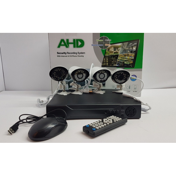 Система за видео наблюдение AHD, пълен комплект с 4 камери 5
