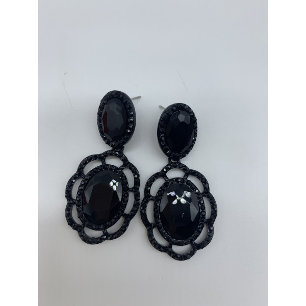 Три варианта черни обеци с кристали в капковидна форма А155