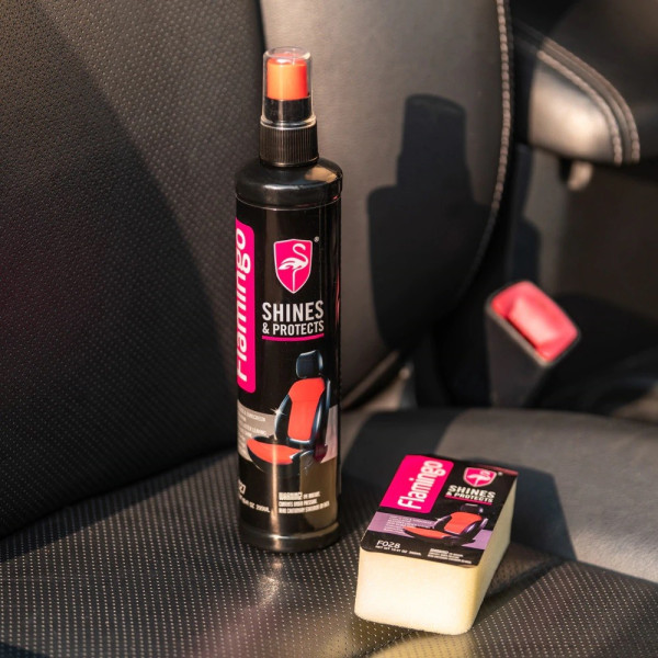 Комплект от гъба и мляко за табло на автомобила Flamingo Shines & Protects 295 мл
