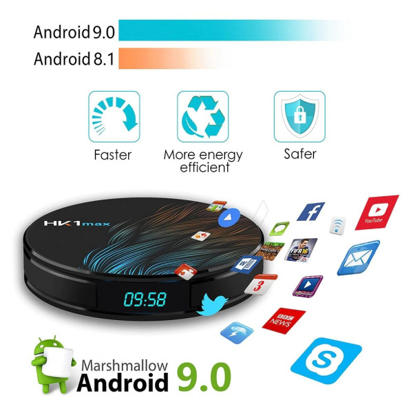 ТВ бокс HK1 max Android 9.0 4GB / 64GB, Quad-Core 64 Bit