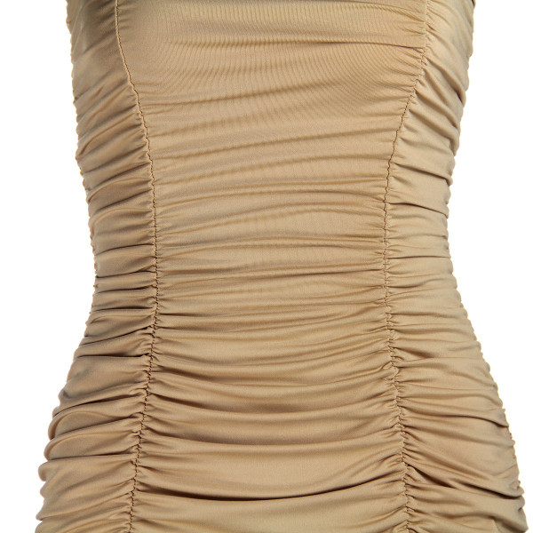 Тясна къса рокля без презрамки тип бюстие с двоен набор отпред FZ22