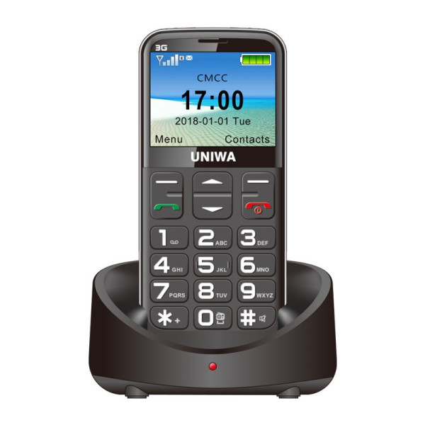 Мобилен телефон с големи клавиши,  3MP камера, фенерче, 1400 mAh батерия UNIWA 3G 1