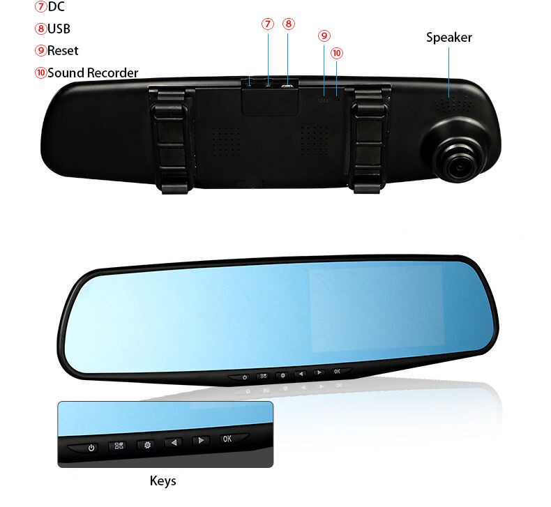 Видеорегистратор тип огледало за задно виждане DVR JPG 1080 P -8Mpx AC25 22