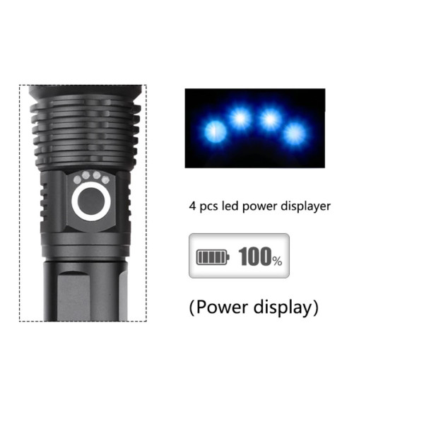 Мощен иновативен, портативен LED фенер с USB зареждане XHP70.2 - FL52