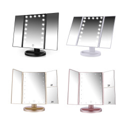 Тристранно сгъваемо огледало в три цвята с вградени Led светлини TV527 1