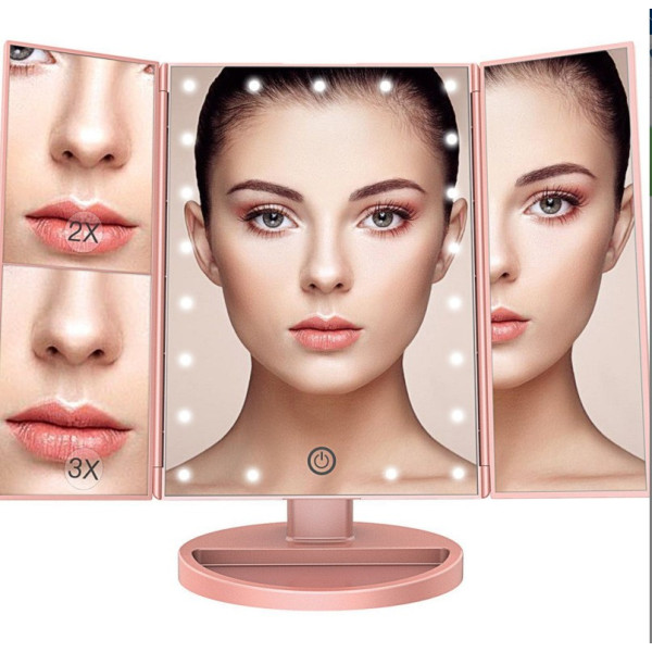 Тристранно сгъваемо огледало в три цвята с вградени Led светлини TV527 5