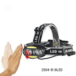 Челник за глава с 6 LED светлини, USB зареждане, тип на светлината T6 - FL56 6