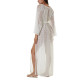 Плажна рокля с бродирана дантела в бял цвят Y90 2