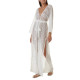 Плажна рокля с бродирана дантела в бял цвят Y90 5